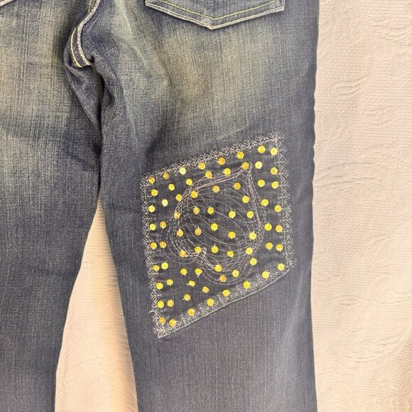 Misswan Womens Denim Jeans Embroidered Sequins Vintage Y2K US 11 - Picture 9 of 16